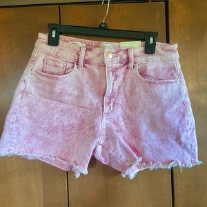 Size 10 4”mid shorts.Cute pink pastel washed denim jean shorts!Never worn w tags